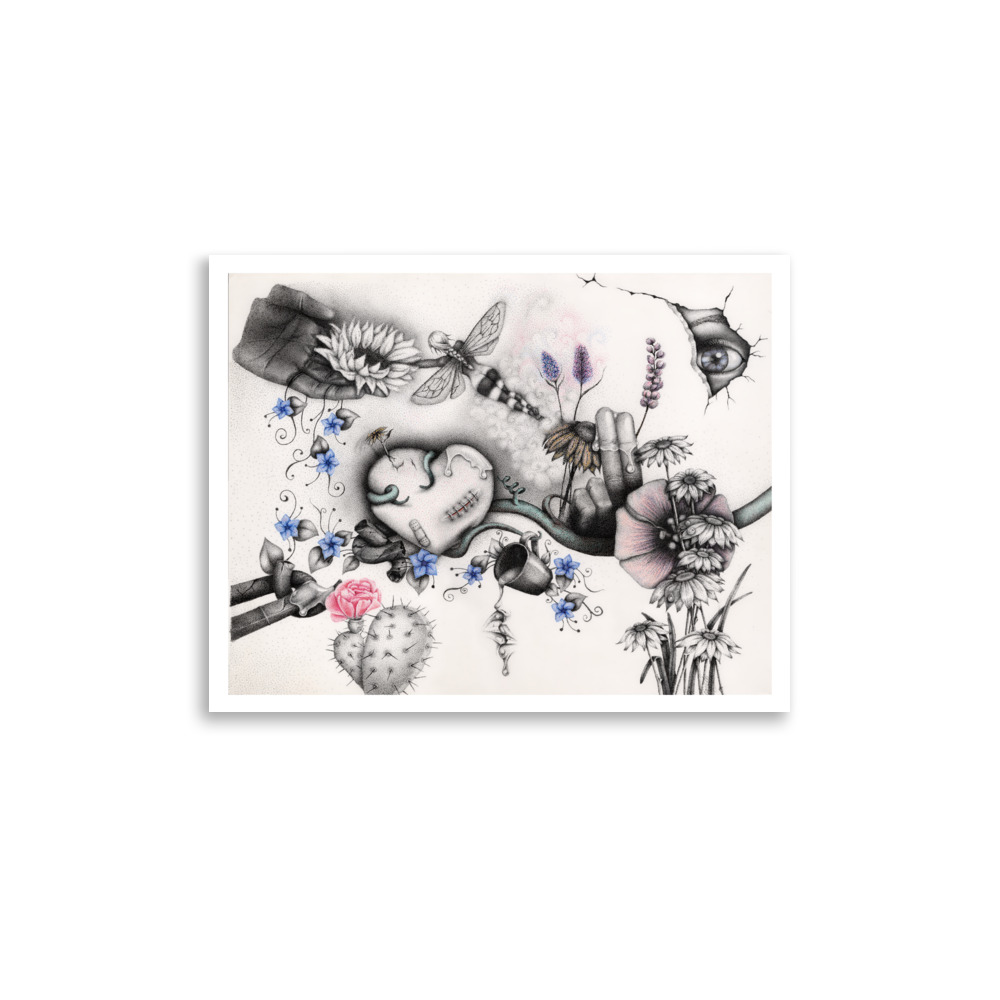 "Coffee in the Sapphic Garden" Ink Stipple Print