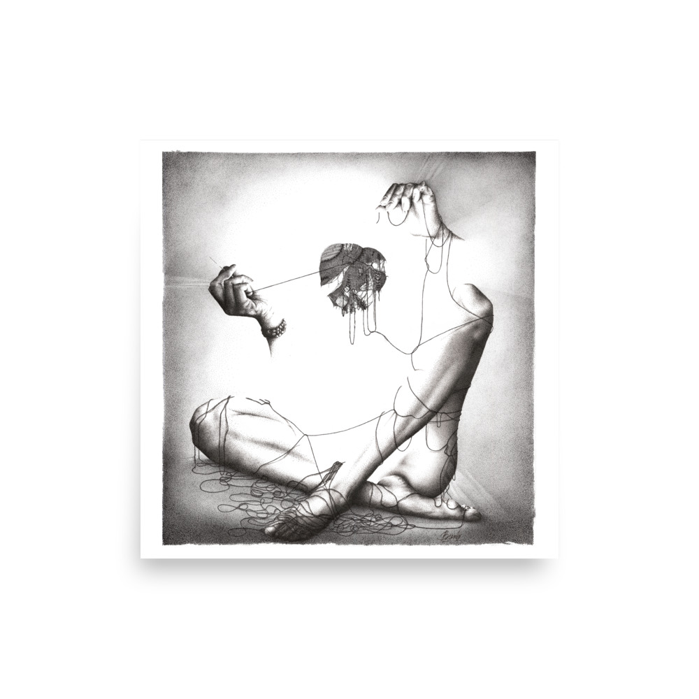 "Working On It" Ink Stipple Print